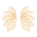 Elegante goldene Ohrringe in Blattform mit strukturierter Optik auf weißem Hintergrund - Goldene hohle Blattohrringe (N-144)