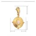 Detail view of 30mm sun-shaped stainless steel pendant with natural stone and lobster clasp - Round Sun-Tiger Eye