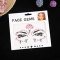 Symmetrische Gesichtssteine in Rosa und Klar mit Strasssteinen für Augen- und Stirn-Make-up - Rosa