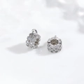 Macro detail of silver-plated copper spacer beads with brilliant cubic zirconia inlay - Silver (DMK860P)