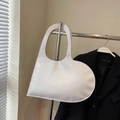 Unique white heart-shaped shoulder bag with crocodile embossed leather texture - White