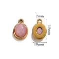 Detail view showing front and back of 15x10mm pink stone pendant with gold base - Small-Pink