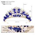 Blaue Brautkrone aus Kristall mit Maßen 15 cm Durchmesser und 7 cm Höhe im Detail - Gold+Blauer Zirkonia