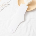 Minimalist white ribbed mid-calf socks in soft velvet ice silk material for women - One Size / White
