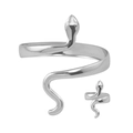Polished silver wrap snake ring with sleek spiral design and detailed serpent head - Silver Snake Jewelry Set B11