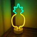 Pineapple neon light with green and yellow LED glow on a white base for desk decor - Pineapple / Dual Color (Green/Yellow)