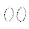 Boucles d'oreilles créoles torsadées en acier inoxydable argenté au design texturé - Style Ligne Torsadée Couleur Acier