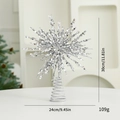 Silver glitter explosion star Christmas tree topper with spiral base, 30cm height - Silver Explosion Star 24*30cm