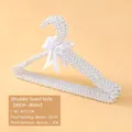 White pearl hanger with satin bow for women garments and wedding dresses, shoulder style - Adult Shoulder-rest Style / 40CM / White