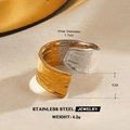 Hammered two-tone stainless steel wide star ring with an open adjustable design for women - Hammered Two-Tone Open Ring (Style 4)