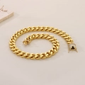 Goudvergulde 316L roestvrijstalen Cubaanse ketting met glanzende kristallen op de sluiting - 18cm / 13mm Goud