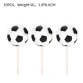 Set of 10 soccer ball cake toppers for sports themed party decorations and birthday cakes - Soccer Toothpick Flags 10PCS