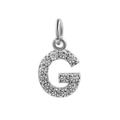 Micro-paved zircon letter G charm in silver finish with lobster clasp for DIY jewelry - Steel-G