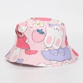 Pink cartoon rabbit and strawberry print sun hat for girls made of soft cotton material - 51-52CM / Rabbit & Strawberry Print (6#)
