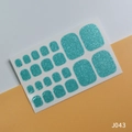 Sparkling mint green glitter toenail wraps set with 22 pieces for DIY pedicure art - J043 Turquoise Glitter