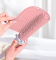 Pink silicone heat resistant mat with wave pattern for hair straightener styling tools - Pink