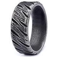 Detailed view of retro punk ring featuring irregular rock texture in 316 stainless steel - US Size 7 / Irregular Texture Style (23106) / Vintage Silver Black (23106)
