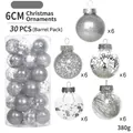 Set da 30 palline di Natale argento da 6cm con finiture assortite in barattolo - 30 Pezzi/Barile (380g) / Serie Argento