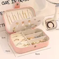 Pink PU leather jewelry organizer box with necklace hooks and adjustable compartments 16x11x5cm - Medium - Clip Style / Pink