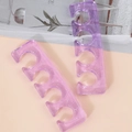 Pink purple gradient toe separators with silver glitter for pedicure and nail art - Purple