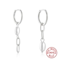 Eleganti orecchini a cerchio in argento sterling 925 con nappe a catena e perle pendenti - #6 Stile Asimmetrico / Oro Bianco - Stile Nappa AB
