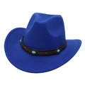 Royal blue western cowboy hat with turquoise stone band and wool felt finish - Royal Blue Cowboy (Turquoise)