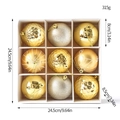 Mixed gold and silver Christmas ball ornaments in a 9-grid box with various textures - Gold Silver Geometric Mix (Q-A02-10)