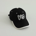 Close-up of contrast black and white baseball cap with premium 3D letter embroidery - 52-54cm (3-8 Years) / Black