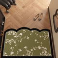 Tappetino semicircolare in pelle PVC verde con fiori e bordo ondulato nero decorativo - 50*80cm / Verde Vintage Francese - Irregolare