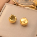 Minimalist gold-plated stainless steel sphere earrings with hollow honeycomb structure - Simple Ball Hoop Earrings(AG245) / Gold