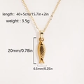 Detail showing 20mm fish pendant dimensions and 45cm chain length on gold necklace - Small Fish Style (Fish 1)