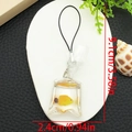 Resin goldfish bag keychain in yellow with clear water effect and dimensions - Phone Lanyard / Dark Yellow Fish Phone Strap
