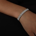 Pulsera de cadena de acero de titanio plateada estilo correa de reloj con acabado pulido - Ancho de 10mm / Plateado