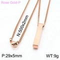 Minimalist rose gold stainless steel rectangle pendant necklace with size dimensions - Rose Gold Short Style (KN197585-Z)