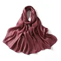 Elegant deep burgundy satin scarf with a soft silky luster in a natural draped style - Dark Wine Red