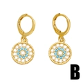 Fashionable vintage evil eye hoop earrings with blue and white zircons in gold frames - Evil Eye Round Drop Style (B)