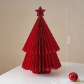 Red 30cm honeycomb paper Christmas tree centerpiece with star topper for holiday decor - Hollow Red Star Tree