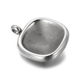 Close-up of a silver stainless steel square pendant base with a smooth inner bezel tray - Silver Square Bezel Tray (KLJ4237-Z)