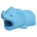 Blue elephant cable bite protector made of soft silicone for charging cable protection - Elephant