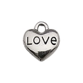 Silver vintage heart pendant with LOVE engraving for DIY jewelry making and crafts - Love Letter Heart Style (13334)