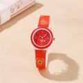 Orologio al quarzo rosso per bambini con cuori colorati e cinturino in silicone - Rosso