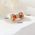 Connettore fiocco dorato con zircone rosso e cristalli micro-pave per gioielli fai-da-te - Oro 14K / Zircone Rosso