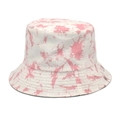 Dettaglio ravvicinato del tessuto twill di cotone tie-dye rosa e bianco del cappello - M (56-58cm) / Rosa