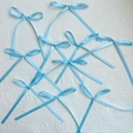 Set of ten handmade blue ribbon bows for romantic ballet-style cake decoration - Blue Bow Medium