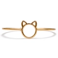 Minimalist gold cat ear open cuff bracelet with polished metal finish for women - Cat Ears Shape / Gold