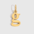 Polished gold initial letter g pendant charm for customized necklaces and jewelry - Lowercase g - 14K Gold