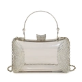 Transparent acrylic evening bag with silver rhinestones and metal chain strap - Silver