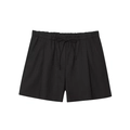 Linen blend drawstring shorts in black with elastic waist and loose wide-leg fit - XS / Black