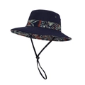 Dunkelblauer Cowboy-Anglerhut mit breiter Krempe, Ethno-Jacquard-Band und Kinnriemen - Marineblau
