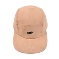Minimalist peach suede 5-panel camper hat featuring a small skateboard embroidery - Khaki